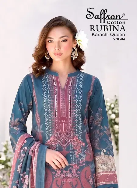 Rubina Vol 4 By Saffron Pure Cotton Printed Pakistani Dress Material